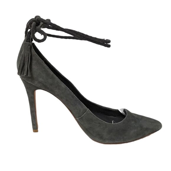 JOIE Angelynn Suede Leather Ankle Wrap Heels Charcoal Gray 36.5 - Picture 5 of 11